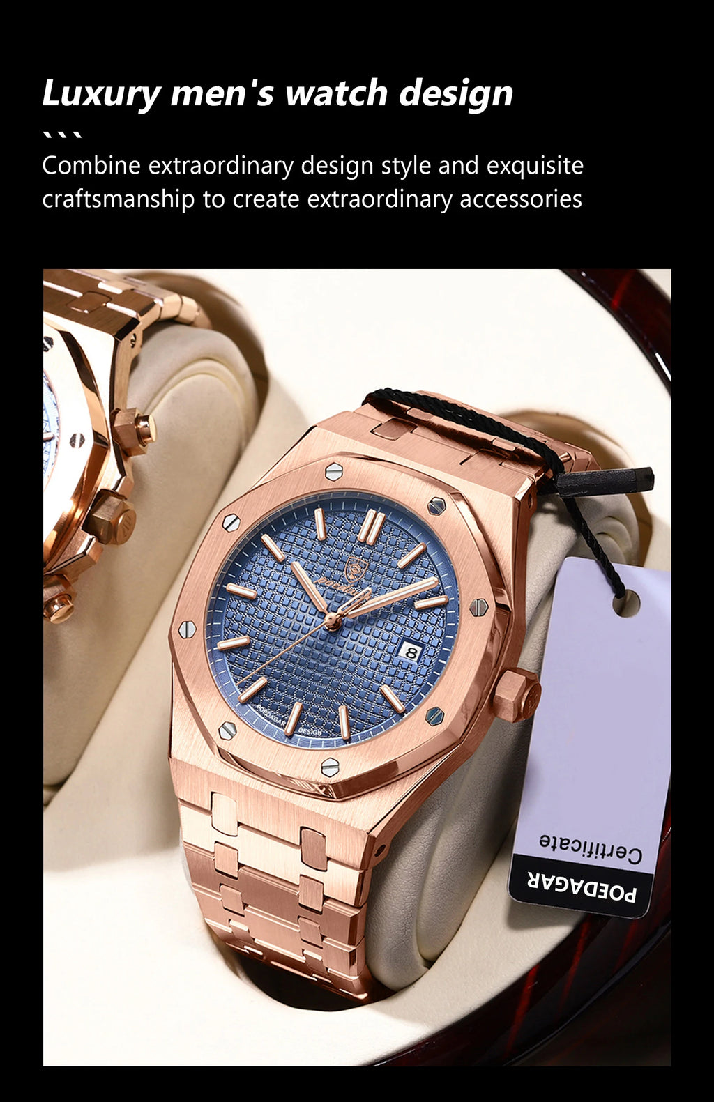 POEDAGAR Luxury Business Man Wristwatch Waterproof Luminous Date Men Watch Stainless Steel Fashion Quartz Watches For Men Reloj