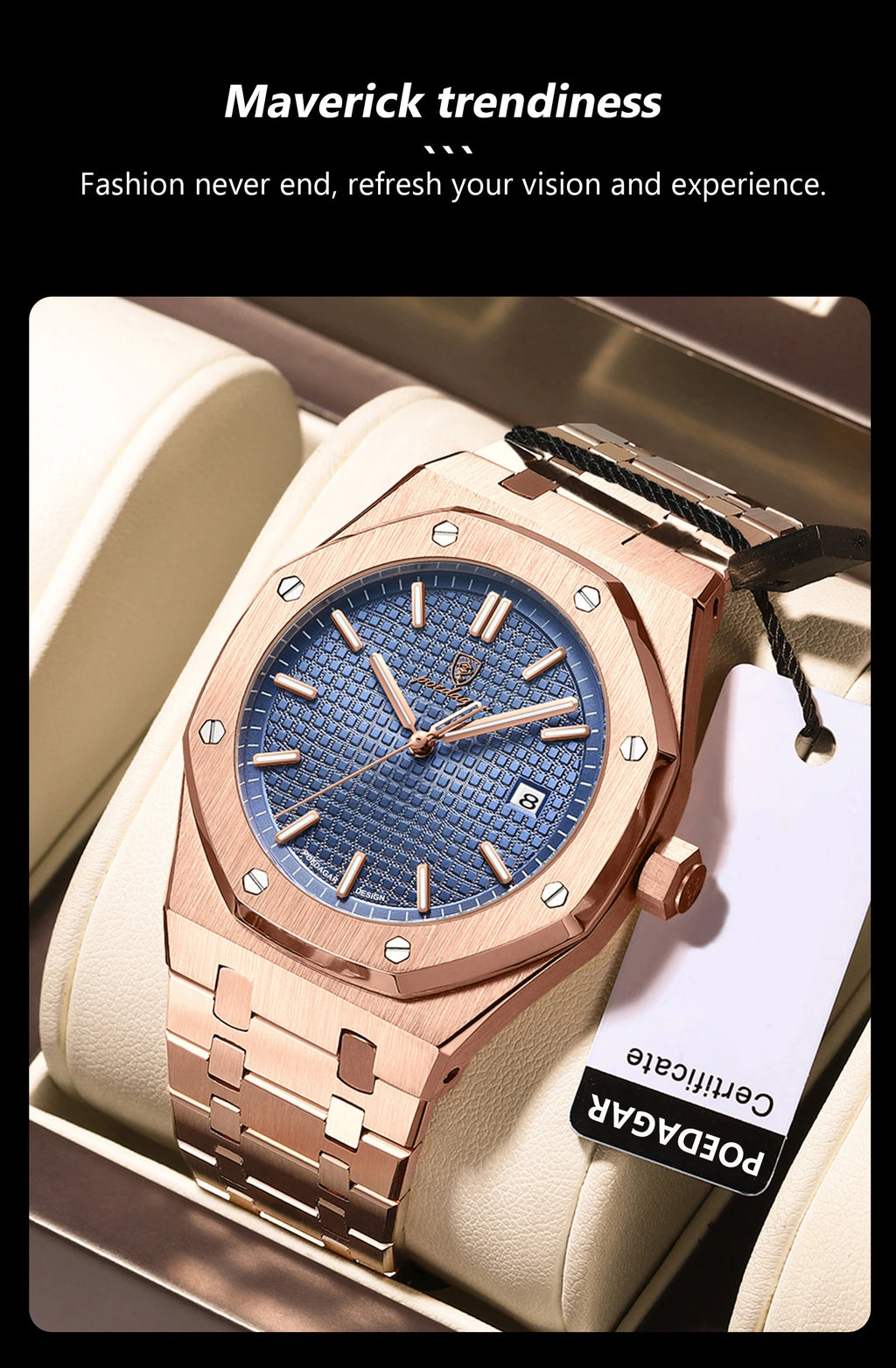 POEDAGAR Luxury Business Man Wristwatch Waterproof Luminous Date Men Watch Stainless Steel Fashion Quartz Watches For Men Reloj