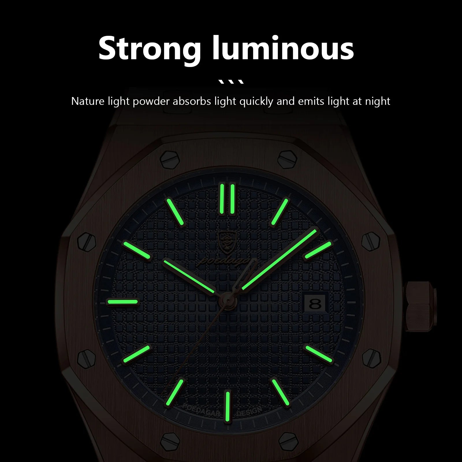 POEDAGAR Luxury Business Man Wristwatch Waterproof Luminous Date Men Watch Stainless Steel Fashion Quartz Watches For Men Reloj