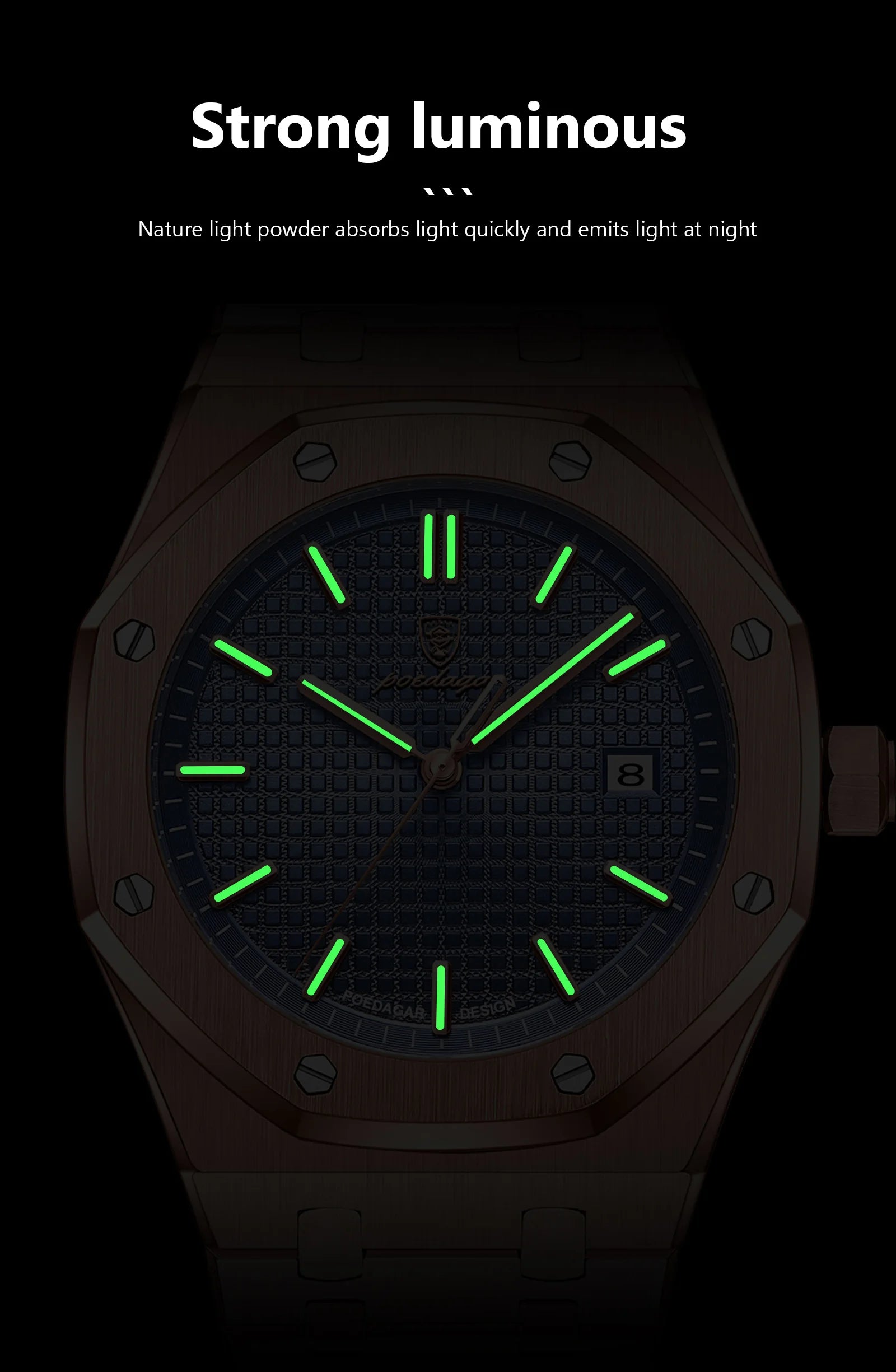 POEDAGAR Luxury Business Man Wristwatch Waterproof Luminous Date Men Watch Stainless Steel Fashion Quartz Watches For Men Reloj